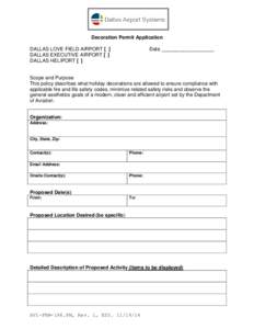 Department of Aviation Activity Permit Application