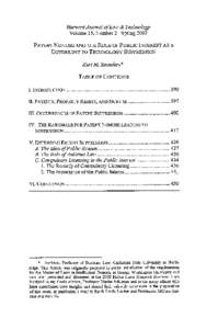 H a z a r d Journal o f Law & Technology V o l u m e 15, N u m b e r 2 Spring[removed]PATENT N O N U S E AND THE ROLE OF PUBLIC INTEREST AS A