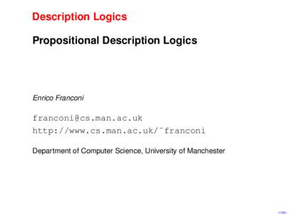 Description Logics Propositional Description Logics