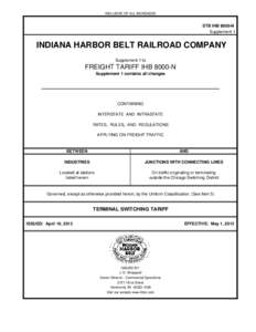 INCLUSIVE OF ALL INCREASES  STB IHB 8000-N Supplement 1  INDIANA HARBOR BELT RAILROAD COMPANY