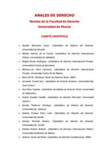 ANALES DE DERECHO Revista de la Facultad de Derecho Universidad de Murcia COMITÉ CIENTÍFICO 