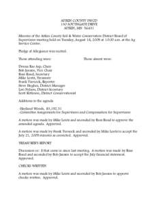 AITKIN COUNTY SWCD 130 SOUTHGATE DRIVE AITKIN, MN[removed]Minutes of the Aitkin County Soil & Water Conservation District Board of Supervisors meeting held on Tuesday, August 18, 2009 at 10:00 a.m. at the Ag Service Center