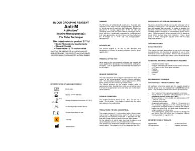 Package Insert - ALBAclone (Alba Bioscience Limited) Anti-M Reagent