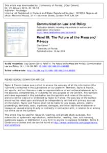This article was downloaded by: [University of Florida], [Clay Calvert] On: 21 January 2014, At: 06:59 Publisher: Routledge Informa Ltd Registered in England and Wales Registered Number: Registered office: Mortim