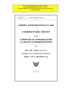 HR 1105 Explanatory Statement Accompanying Omnibus Appropriations Act, [removed]PL[removed]Excerpts Pertaining to the Employment and Training Administration (see bookmarks)  111TH CONGRESS