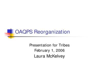 OAQPS Reorganization Presentation for Tribes February 1, 2006 Laura McKelvey