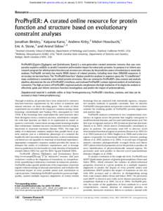 Downloaded from genome.cshlp.org on January 5, Published by Cold Spring Harbor Laboratory Press  Resource ProPhylER: A curated online resource for protein function and structure based on evolutionary
