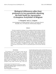 Bulletin of Entomological Research, 341–347  DOI: BER2004305 Biological differences reflect host preference in two parasitoids attacking