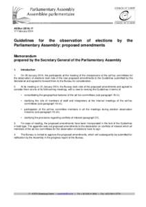 AS/Bur[removed]February 2014 Guidelines for the observation of elections Parliamentary Assembly: proposed amendments