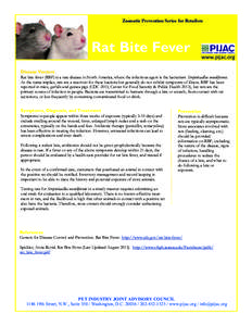 Zoonotic Prevention Series for Retailers  Rat Bite Fever www.pijac.org