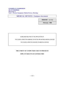 EUROPEAN COMMISSION DG ENTERPRISE Directorate G Unit 4 - Pressure Equipment, Medical Devices, Metrology  MEDICAL DEVICES : Guidance document