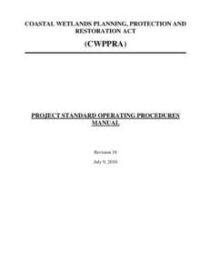 COASTAL WETLANDS PLANNING, PROTECTION AND RESTORATION ACT (CWPPRA)  PROJECT STANDARD OPERATING PROCEDURES