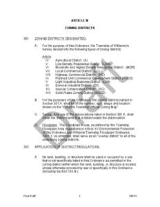 ARTICLE III ZONING DISTRICTS 301. ZONING DISTRICTS DESIGNATED. A.