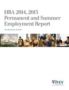 HBA 2014, 2015 Permanent and Summer Employment Report Ivey Business School  Recruiting at the