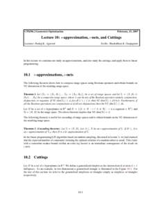 CPS296.2 Geometric Optimization  February, 15, 2007 Lecture 10: -approximation, -nets, and Cuttings Lecturer: Pankaj K. Agarwal