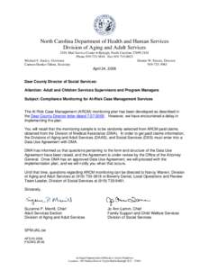 North Carolina Department of Health and Human Services Division of Aging and Adult Services 2101 Mail Service Center • Raleigh, North Carolina[removed]Phone[removed]Fax[removed]Michael F. Easley, Governor