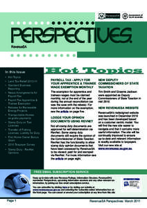 RevenueSA  Hot Topics In this Issue •	 Hot Topics
