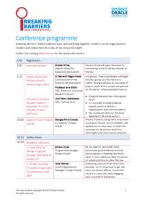 Conference programme Breaking barriers: Where evidence goes next will bring together London’s youth organisations, funders and researchers for a day of learning and insight. Follow the hashtag #BBevidence for the lates