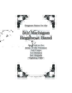 Program Notes for the  5th Michigan Regiment Band Attached to the Army of the Potomac