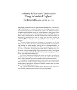 University Education of the Parochial Clergy in Medieval England