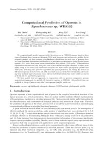 Genome Informatics 15(2): 211–Computational Prediction of Operons in Synechococcus sp. WH8102