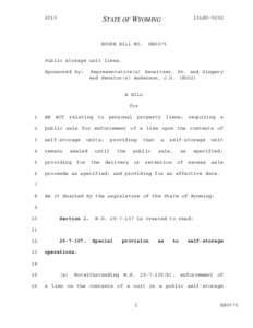 2013 General Session - Introduced Version - HB0075 - Public storage unit liens.