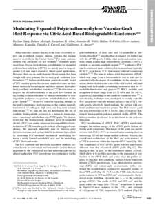 Modulating Expanded Polytetrafluoroethylene Vascular Graft Host Response via Citric Acid-Based Biodegradable Elastomers** By Jian Yang, Delara Motlagh, Josephine B. Allen, Antonio R. Webb, Melina R. Kibbe, Oliver Aalami,