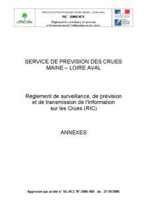 SERVICE DE PREVISION DES CRUES MAINE – LOIRE AVAL  RIC - ANNEXES