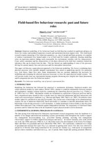 Field-based fire behaviour research: past and future roles