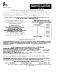 Formulario de solicitud para la tarifa CARE del 20% de descuento - Form 6491-D (Spanish)