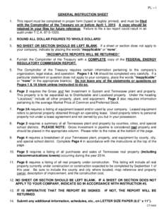 PL – I GENERAL INSTRUCTION SHEET 1. This report must be completed in proper form (typed or legibly printed), and must be filed with the Comptroller of the Treasury on or before April 1, 2015. A copy should be