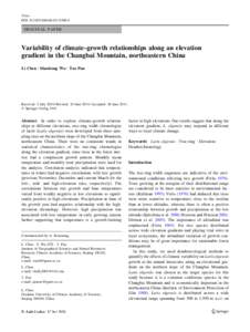 Physical geography / Archaeological sub-disciplines / Dendroclimatology / Changbai Mountains / Larch / Dendrochronology / Larix olgensis / Tree line / Ecology / Dendrology / Asia / Paleoclimatology