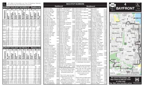 ALF refers to Accessible Low Floor. All Weekday, Saturday and Sunday trips are wheelchair accessible. SUNDAY/HOLIDAY SCHEDULE - Eastbound Mt. Albion Loop