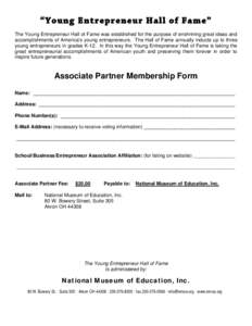 Microsoft Word - Young Entrepreneur Hall of Fame - Associate Partner Form.doc