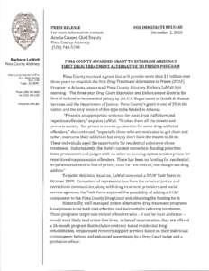 PRESS RELEASE For more information contact: Amelia Cramer, Chief Deputy Pima County Attorney[removed]Barbara LaWall