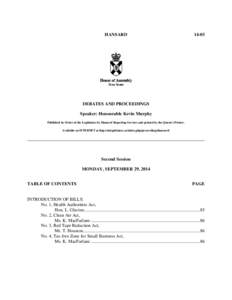 HANSARD[removed]DEBATES AND PROCEEDINGS Speaker: Honourable Kevin Murphy