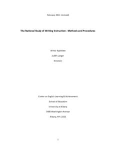 February[removed]revised)  The National Study of Writing Instruction: Methods and Procedures Arthur Applebee Judith Langer