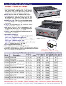 Heavy Duty Hot Plates & Step-Up Hot Plates  Standard Features and Benefits heavy gauge chassis for long life. Stainless steel ▪ Compact