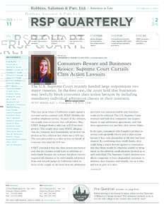 Robbins, Salomon & Patt, Ltd. | Attorneys at Law  The Difference is Clear RSP QUARTERLY IN THIS