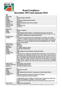 3 Road Conditions December 2013 and January 2014