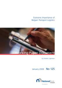 Economic Importance of Belgian Transport Logistics Working Paper Document by Frédéric Lagneaux