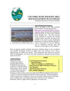 COLUMBIA BASIN WILDLIFE AREA 2010 MANAGEMENT PLAN UPDATE Washington Department of Fish and Wildlife Crab Creek Arm, Potholes Reservoir