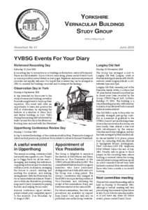 YORKSHIRE VERNACULAR BUILDINGS STUDY GROUP www.yvbsg.org.uk  Newsheet No 41