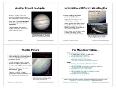 Another Impact on Jupiter  Information at Different Wavelengths Hubble Space Telescope storm