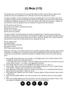 (I) BejaThis problem was worth five points. The scoring rubric below includes 13 points. After the papers were scored, each score was multiplied by 5/13 so that each score was in the range of 0 to 5 points. Transl