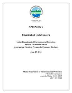 PATRICIA W. AHO COMMISIONER APPENDIX V Chemicals of High Concern Maine Department of Environmental Protection