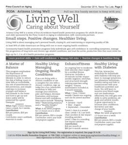 Pima Council on Aging  December 2014, Never Too Late, Page 3 PCOA	 Arizona Living Well