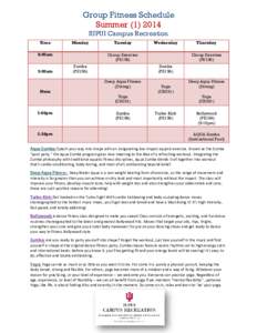 Group Fitness Schedule Summer[removed]IUPUI Campus Recreation Time