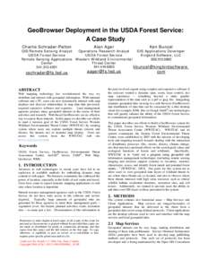 GeoBrowser Deployment in the USDA Forest Service: A Case Study Charlie Schrader-Patton Alan Ager