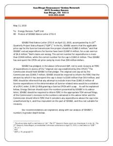 San Diego Consumers’ Action Network 6975 Camino Amero San Diego, CA2224  May 11, 2015